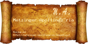 Metzinger Apollinária névjegykártya